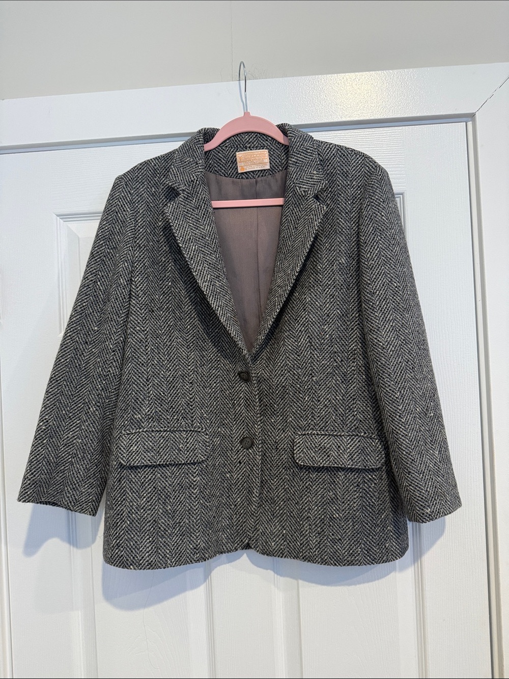 Vintage 1960’s/70’s Pendleton Herringbone Wool Blazer 3/4 sleeve  Size 8/10